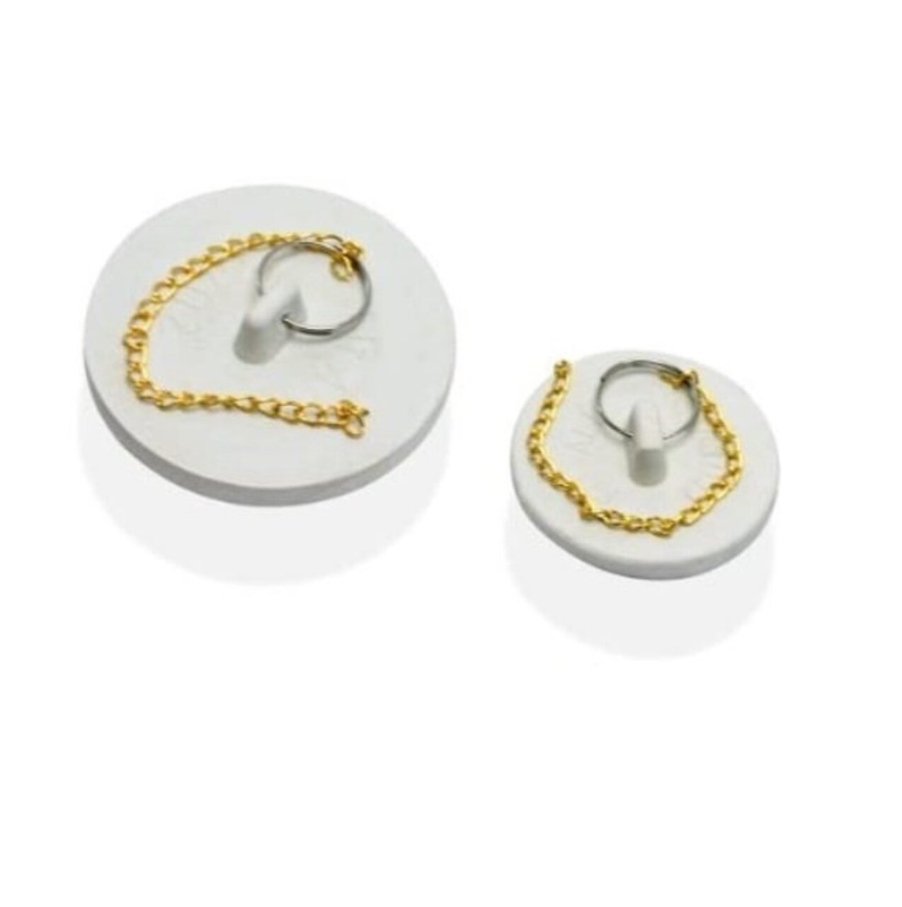 Handy Housewares 2pc Durable Rubber Sink Drain Stopper Plug Set with Pull Chain for Bathtub, Kitchen and Bathroom